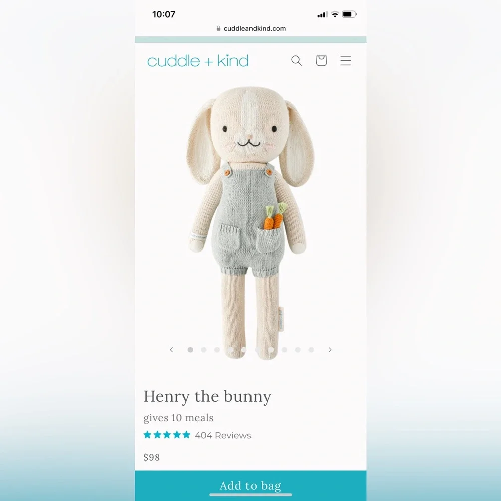 Cuddle + Kind 20” Henry the Bunny - Picture 3 of 3